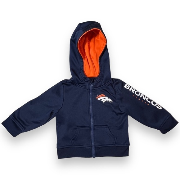 NFL Baby Broncos Full Zip Jacket Navy/Orange Size 18 Months - Picture 1 of 6